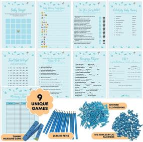 img 4 attached to Dessie Baby Shower Games for Boys - Ultimate Boy Baby Shower Set with 9 Unique Games, 25 Pens, Decorations, and 100 Mini Clothespins + 100 Mini Acrylic Pacifiers