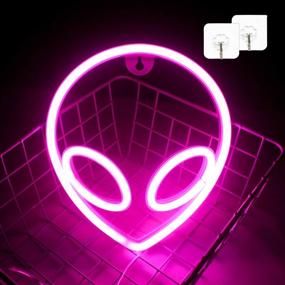 img 1 attached to Wanxing Alien Neon Light Pink LED Signs: Illuminate your Home, Kids Room, Bar, and Celebrations with this Warm and Decorative Alien Lamp - Battery or USB Operated - Ideal for Parties, Christmas, and Weddings