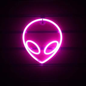 img 4 attached to Wanxing Alien Neon Light Pink LED Signs: Illuminate your Home, Kids Room, Bar, and Celebrations with this Warm and Decorative Alien Lamp - Battery or USB Operated - Ideal for Parties, Christmas, and Weddings