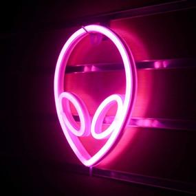 img 3 attached to Wanxing Alien Neon Light Pink LED Signs: Illuminate your Home, Kids Room, Bar, and Celebrations with this Warm and Decorative Alien Lamp - Battery or USB Operated - Ideal for Parties, Christmas, and Weddings