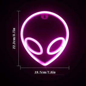 img 2 attached to Wanxing Alien Neon Light Pink LED Signs: Illuminate your Home, Kids Room, Bar, and Celebrations with this Warm and Decorative Alien Lamp - Battery or USB Operated - Ideal for Parties, Christmas, and Weddings