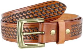 img 3 attached to 👜 Stylish Basketweave Embossed Genuine Leather Black Men's Accessories and Belts