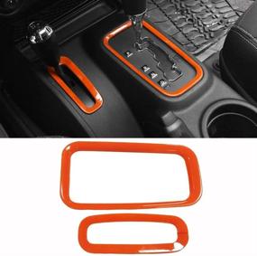 img 3 attached to 🍊 4-частый Оранжевый набор отделочных элементов для интерьера для Jeep Wrangler JK JKU 2011-2018 4-двери - E-cowlboy облицовка держателя для воды передний+задний, облицовка для оси коробки передач и облицовка для карданного вала.