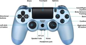 img 1 attached to 🎮 Titanium Blue Wireless Controller for P-4: Dual Vibration, Stereo Headset Jack, Touch Pad Control - Compatible with P-4/Slim/Pro Console