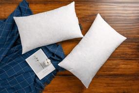 img 4 attached to JA Comforts 12×20 Decorative Down Feather Throw Pillow Inserts - Set of 2, 5% Down Filling, 20 OZ Filling Weight, 233TC Cotton Cover, Machine Washable, White