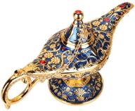 vintage aladdin magic genie lamps - classic collectable genie light lamp for home décor, parties, halloween, birthdays (gold-blue) логотип