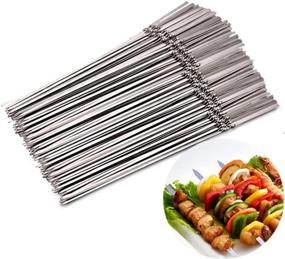 img 4 attached to 🍢 Sweetums Signatures 28pcs Flat Stainless Steel Barbecue Skewers: Reusable BBQ Needle Sticks for Outdoor Camping and Picnic Cooking Tools