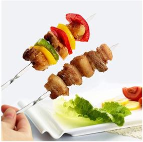 img 3 attached to 🍢 Sweetums Signatures 28pcs Flat Stainless Steel Barbecue Skewers: Reusable BBQ Needle Sticks for Outdoor Camping and Picnic Cooking Tools