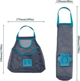 img 1 attached to Queenwish 3-Piece Reusable Mesh Bags: Hanging Kitchen Fruit 🛍️ and Vegetable Beach Bags for Potato Onion, Organizing Blue Bags