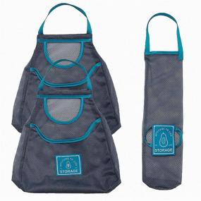 img 4 attached to Queenwish 3-Piece Reusable Mesh Bags: Hanging Kitchen Fruit 🛍️ and Vegetable Beach Bags for Potato Onion, Organizing Blue Bags