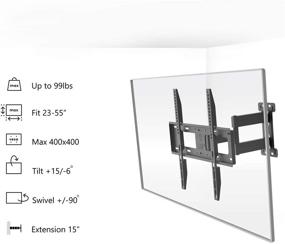 img 2 attached to 🖥️ WALI Full Motion TV Wall Mount Bracket for 23-55 inch LED, LCD, OLED Flat Screen TVs up to 99lbs - VESA 400x400mm, Tilting Display (FTM-1), Black
