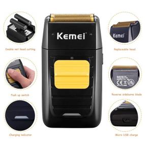 img 2 attached to 🪒 KEMEI Professional Electric Razor for Men: Cordless/Rechargeable Foil Shaver - Ultimate Precision and Convenience