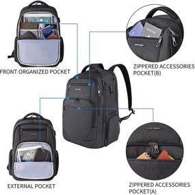 img 3 attached to KROSER 17.3 Inch Travel Laptop Backpack: Water-Repellent Daypack with USB Port & RFID Pockets for Work/Business/College - Ideal for Men and Women