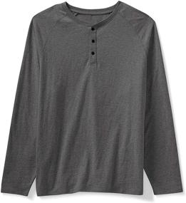 img 3 attached to Black Men's Clothing - Amazon Essentials Long Sleeve Henley Shirts