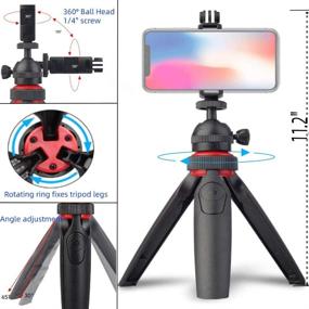 img 2 attached to 📸 Portable Mini Tripod Stand, LENSGO L322 - Cell Phone Tripod for Android iPhone Smartphone/Camera/GoPro with Wireless Remote Shutter - Universal Cell Phone Clip, GoPro Mount, 360° Rotation Ball Head