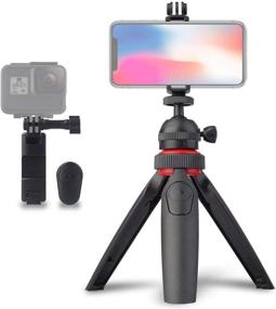 img 4 attached to 📸 Portable Mini Tripod Stand, LENSGO L322 - Cell Phone Tripod for Android iPhone Smartphone/Camera/GoPro with Wireless Remote Shutter - Universal Cell Phone Clip, GoPro Mount, 360° Rotation Ball Head