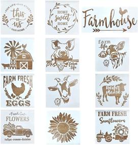 img 4 attached to 12-Piece Farmhouse Sign Stencils Set | Reusable Large Farm Theme Stencils for Wood Painting | Sunflower, Farm Truck, & Sheep Patterns