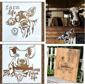 img 2 attached to 12-Piece Farmhouse Sign Stencils Set | Reusable Large Farm Theme Stencils for Wood Painting | Sunflower, Farm Truck, & Sheep Patterns