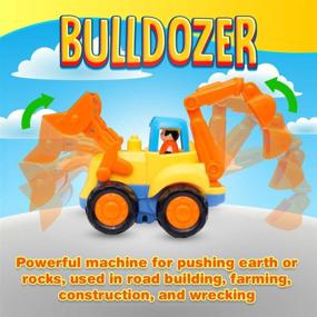 img 1 attached to CifToys Friction Powered Cars: Push and Go Construction Vehicles for 18 Month to 5 Year Old Boys and Girls - Toddler Gift Set of 4 Tractor, Cement Mixer, Bulldozer & Dump Truck