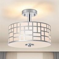 🔆 ganiude modern 3-lights semi flush mount light fixture: stylish silver drum shade for kitchen, bedroom, living room, and more логотип