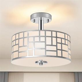 img 4 attached to 🔆 Ganiude Modern 3-Lights Semi Flush Mount Light Fixture: Stylish Silver Drum Shade for Kitchen, Bedroom, Living Room, and More