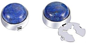 img 2 attached to 🔲 FORCEHOLD Natural Stone Button Cover Silver for Men - Substituting Traditional Cuff Links on Tuxedo Shirts - One Pair