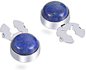 img 4 attached to 🔲 FORCEHOLD Natural Stone Button Cover Silver for Men - Substituting Traditional Cuff Links on Tuxedo Shirts - One Pair