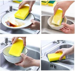 img 2 attached to 🧽 24-Pack Dual-Purpose Non-Scratch Cleaning Scrub Sponges for Kitchen Dishwashing