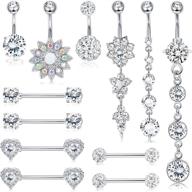 👙 joerica 14g stainless steel nipple rings and belly button rings set for women - stylish nipplerings and navel jewelry accessories for piercing logo