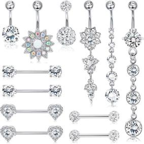 img 4 attached to 👙 JOERICA 14G Stainless Steel Nipple Rings and Belly Button Rings Set for Women - Stylish Nipplerings and Navel Jewelry Accessories for Piercing