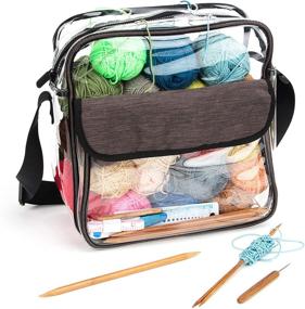 img 4 attached to 🧶 Large Clear Yarn Storage Bag - Knitting and Crochet Organizer Tote for Yarn, Needles, and Hooks