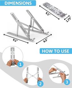 img 2 attached to 📚 Складной и легкий алюминиевый стенд для ноутбука - эргономичный подъемник для ноутбука с 6 уровнями высоты - совместим с ноутбуками до 50 кг и 15,6 дюйма