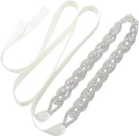 img 4 attached to 💎 SWEETV Rhinestone Bridal Belt: Elegant Crystal Wedding Dress Belt Sash Headband