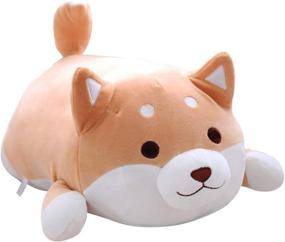 img 3 attached to 🐕 Shiba Inu Dog Plush Pillow: Adorable Corgi Akita Stuffed Toy for Valentine's & Christmas Gifts, Brown Round Eyes, 15 Inches