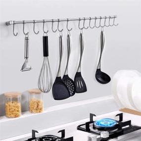 img 2 attached to 🍴 YIHAIXINGWEI Utensil Racks: 31.5-Inch Stainless Steel Kitchen Hanger with Sliding Hooks for Convenient Pot and Pan Storage