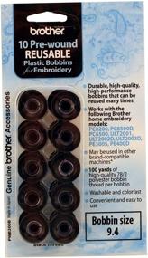 img 1 attached to 🧵 Brother PWB200B Prewound Embroidery Bobbin Thread 10 Piece Set - Black: The Perfect Embroidery Companion!