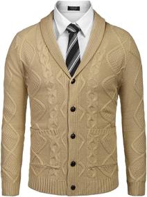 img 3 attached to Stylish COOFANDY Cardigan Sweater with Knitted Pockets for Men's Clothing and Shirts