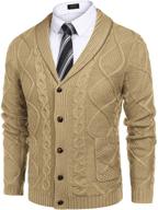 stylish coofandy cardigan sweater with knitted pockets for men's clothing and shirts logo