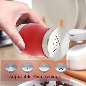 img 3 attached to 🧂 Stainless Steel Salt and Pepper Shakers Set - ANZUSY 2 Pack, Refillable Glass Spice Dispensers with Adjustable Pour Holes