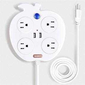 img 4 attached to SINBEN Power Strip with 4 Outlets and 2 USB Ports, 10 FT Extension Cord, Surge Protector for Home, Office, Dorm Essentials (White)