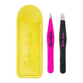 img 4 attached to 💅 Revlon x Barbie Travel-ready Stainless Steel Mini Tweezer Set for Hair Removal and Makeup, featuring Slant Tip & Pointed Tip Tweezers in a Convenient Travel Case