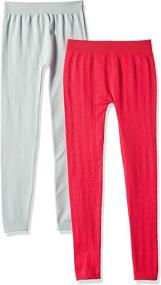 img 1 attached to 👧 Embossed Cable Fleece Lined Legging Set for Girls - Limited Too, 2 Pack