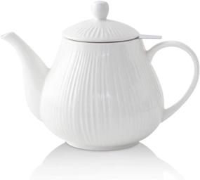 img 4 attached to KOOV Striped Ceramic Teapot Infuser