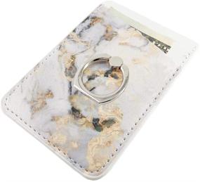 img 2 attached to Obbii Metallic Gold PU Leather Card Holder For Back Of Phone With 3M Adhesive Stick-On Credit Card Wallet Pockets For IPhone And Android Smartphones (White Golden Marble)