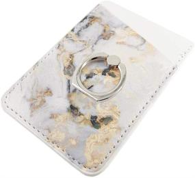 img 3 attached to Obbii Metallic Gold PU Leather Card Holder For Back Of Phone With 3M Adhesive Stick-On Credit Card Wallet Pockets For IPhone And Android Smartphones (White Golden Marble)