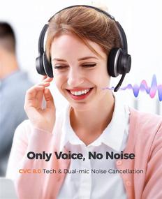 img 3 attached to Wireless PC Headset with Noise Cancelling Microphone & 22 Hours 🎧 Talk Time - Ideal for Cellphone, Tablet, Call Center, Skype, Zoom, Home, Office