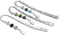 📚 housweety beaded charm bookmarks: crystal glass, believe dangle beads - set of 3, silver tone logo