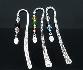 img 1 attached to 📚 HOUSWEETY Beaded Charm Bookmarks: Crystal Glass, Believe Dangle Beads - Set of 3, Silver Tone