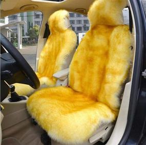 img 2 attached to Sisha Winter Warm Authentic Australia Sheepskin Car Seat Cover: Luxury Long Wool 🚗 Front Seat Cover for Ultimate Comfort- Fits Most Cars, Trucks, SUVs, or Vans (Brown Tips)