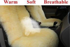 img 1 attached to Sisha Winter Warm Authentic Australia Sheepskin Car Seat Cover: Luxury Long Wool 🚗 Front Seat Cover for Ultimate Comfort- Fits Most Cars, Trucks, SUVs, or Vans (Brown Tips)